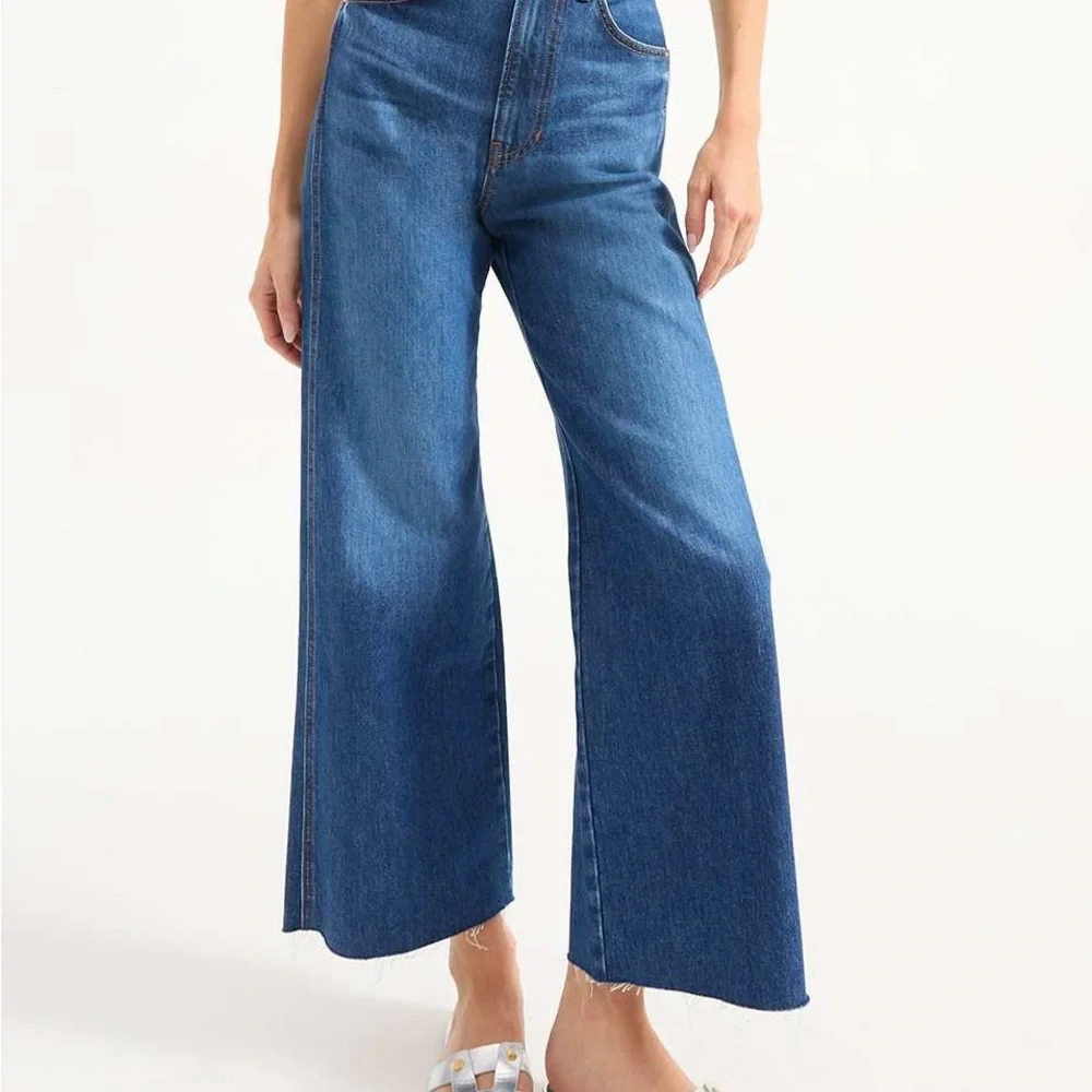 VERONICA BEARD Taylor Cropped High Rise Wide Leg in Bright Blue NWT. - Picture 5 of 6